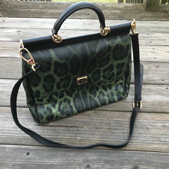 Dolce & Gabbana Women Handbag Green Animal Print M - Picture 3 of 14